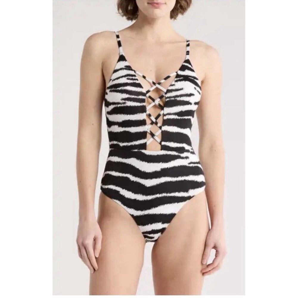 NWT Dippin’ Daisy’s One Bliss Zebra Print One Piece Bathing Suit Size XS